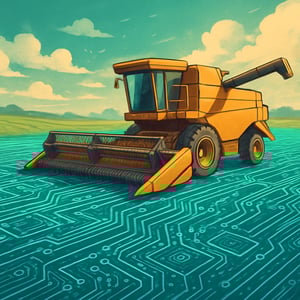 Energy harvesting  please careta pictur of combine harvester on electronic field-2